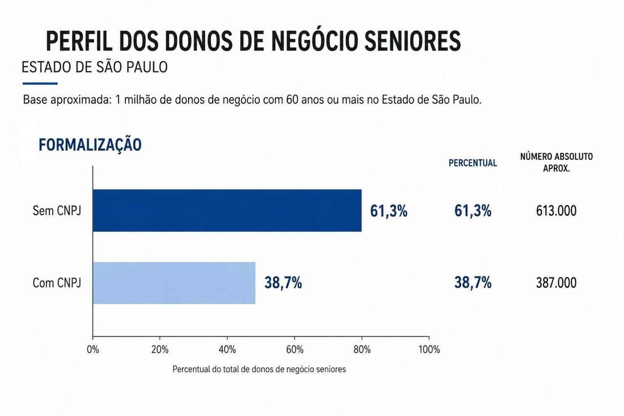 Gráfico: Perfil dos donos de negócio seniores no Estado de São Paulo — formalização